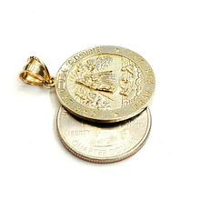 Load image into Gallery viewer, 10k yellow gold round virgin Caridad del cobre pendant religious gift 1.05" 4.4g