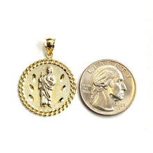 Load image into Gallery viewer, 10k two tone gold round saint Jude San juda pendant charm religious jewelry 3.4g