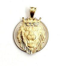 Load image into Gallery viewer, 14k yellow Gold lion head face crown Leo zodiac Pendant charm fine jewelry 4.2g