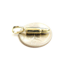 Load image into Gallery viewer, New 14k yellow gold 3D bullet pendant charm military gift fine jewelry 2g