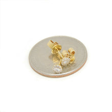 Load image into Gallery viewer, New 14k yellow Gold 0.13Ct Round Diamonds stud Earrings gift Push Back Fastening