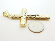 Load image into Gallery viewer, 10k gold two-tone INRI hollow cross pendant with jesus fine gift jewelry 6.1g