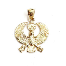 Load image into Gallery viewer, New 14k yellow Gold Scarab Egyptian falcon Pendant charm gift fine jewelry 1.8g