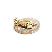 Load image into Gallery viewer, New 14k yellow solid Gold rose flower Pendant charm gift fine jewelry 1.3g
