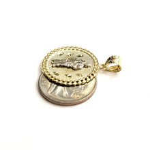 Load image into Gallery viewer, 10k two tone gold round saint Jude San juda pendant charm religious jewelry 3.4g