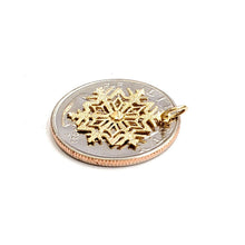 Load image into Gallery viewer, 14k Yellow Gold Winter SnowFlake Pendant charm gift for her fine jewelry 0.8g