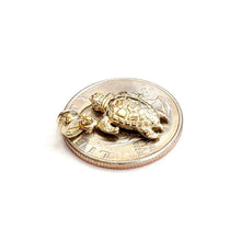 Load image into Gallery viewer, New 14k yellow gold solid 3D turtle pendant charm lucky gift fine jewelry 3.2g