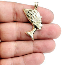 Load image into Gallery viewer, 10k yellow solid Gold Egyptian queen Nefertiti head Pendant fine jewelry 2.7g