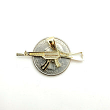 Load image into Gallery viewer, 14k 3 color Gold AK-47 machine gun military rifle Pendant charm fine gift 1.8g