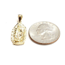 Load image into Gallery viewer, 14k yellow gold virgin Mary Guadalupe pendant diamond cut religious jewelry 2.5g