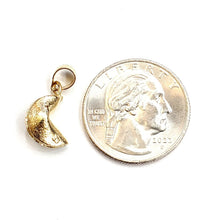 Load image into Gallery viewer, 14k yellow gold Fortune cookie pendant lucky charm gift for her fine jewelry 2g