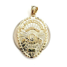 Load image into Gallery viewer, 14k yellow gold police officer badge pendant charm Fine Jewelry men women 4.1g