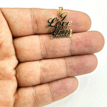 Load image into Gallery viewer, 14k yellow Gold I Love You word Pendant charm gift fine jewelry for her 1.6g