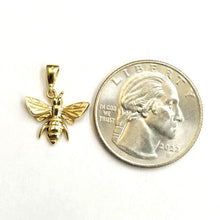 Load image into Gallery viewer, New 14k yellow Gold Tiny solid honey bee Pendant charm gift fine jewelry 1g