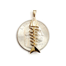 Load image into Gallery viewer, 14k yellow gold fish Bone wiggly movable pendant charm fine jewelry 1.9g