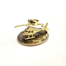 Load image into Gallery viewer, 14k yellow Gold solid Helicopter Aviation 3D pendant charm fine jewelry 3g