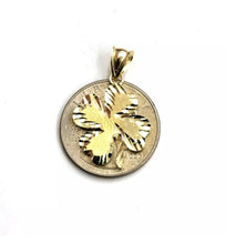 Load image into Gallery viewer, New 10k yellow Gold clover leaf lucky Pendant fine gift jewelry diamond cut 2g