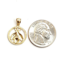 Load image into Gallery viewer, 14k yellow Gold Round Bowling ball Pins Pendant charm sport fine jewelry 1.6g