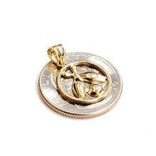 Load image into Gallery viewer, 14k yellow Gold Round Bowling ball Pins Pendant charm sport fine jewelry 1.6g