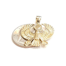 Load image into Gallery viewer, New 14k yellow Gold Scarab Egyptian falcon Pendant charm gift fine jewelry 4.6g