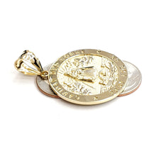 Load image into Gallery viewer, 10k yellow gold round virgin Caridad del Cobre pendant fine jewelry 1.43" 8.4g
