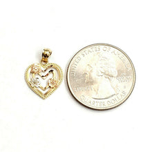 Load image into Gallery viewer, New 14k tri color solid Gold heart flower Pendant charm fine gift jewelry 0.9g