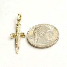 Load image into Gallery viewer, New 14k yellow Gold dagger knife 3D Pendant charm Unisex Gift fine jewelry 2.3g