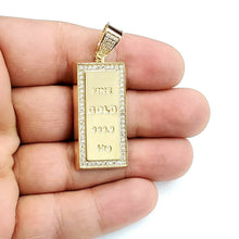 Load image into Gallery viewer, 14k Yellow Gold 999.9 fine gold bar brick bar 1kg Pendant cubic zirconia 7.6g
