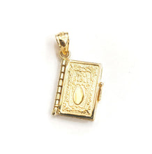 Load image into Gallery viewer, 14k yellow gold Holy Bible book pages our father prayer pendant jewelry 3.8g