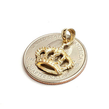 Load image into Gallery viewer, New 14k yellow Gold Tiny Queen Crown Tiara Pendant charm gift fine jewelry 1.4g