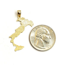 Load image into Gallery viewer, 14k yellow gold ITALIA ITALY outline map pendant charm gift fine jewelry 1.5g