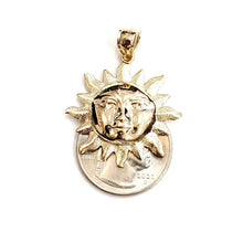 Load image into Gallery viewer, 14k yellow gold solid sun sol pendant charm astrology gift fine jewelry 3.7g
