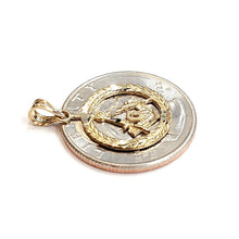 Load image into Gallery viewer, 14k yellow Gold tiny round Freemason Masonic Pendant religious fine jewelry 1.2g