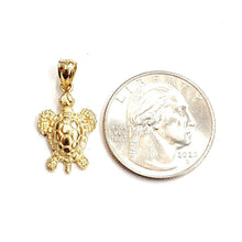 Load image into Gallery viewer, New 14k yellow gold solid turtle pendant charm lucky gift fine jewelry 2.4g