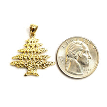 Load image into Gallery viewer, 14k yellow gold Lebanon cedar tree lucky pendant charm gift fine jewelry 2.4g