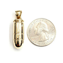 Load image into Gallery viewer, 14k yellow gold 3D bullet pendant charm military gift fine jewelry 9g