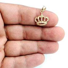 Load image into Gallery viewer, New 14k yellow Gold Tiny Queen Crown Tiara Pendant charm gift fine jewelry 1.4g
