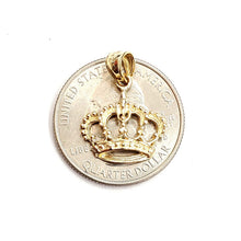 Load image into Gallery viewer, New 14k yellow Gold Tiny Queen Crown Tiara Pendant charm gift fine jewelry 1.4g