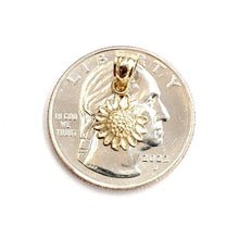 Load image into Gallery viewer, New 14k yellow Gold solid tiny sunflower girasol Pendant charm fine jewelry 0.7g