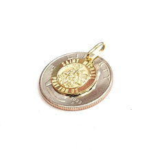 Load image into Gallery viewer, 14k solid yellow gold round saint Michael pendant fine religious gift 0.60" 2g