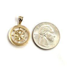 Load image into Gallery viewer, 14k Yellow Gold round compass pendant charm Unisex gift fine jewelry 0.73" 3.2g