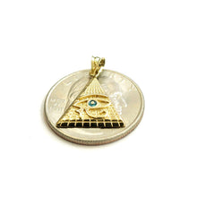 Load image into Gallery viewer, 14k yellow solid Gold Egyptian pyramid eye of Horus Pendant fine jewelry 1.6g
