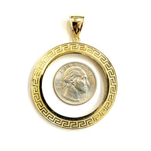 Load image into Gallery viewer, 14k yellow Gold Greek Key Frame bezel For 50 Pesos Coin gift fine jewelry 11.2g