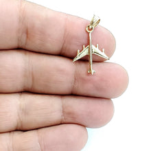 Load image into Gallery viewer, 14k yellow Gold Tiny Airplane Aviation plane 3D pendant gift fine jewelry 1.1g
