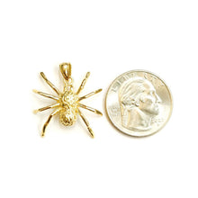 Load image into Gallery viewer, New 14k yellow Gold solid Spider Pendant charm spooky gift fine jewelry 2.9g