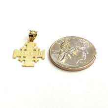 Load image into Gallery viewer, 14k Yellow gold Jerusalem Cross medal pendant charm religious fine jewelry 1.3g