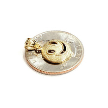 Load image into Gallery viewer, New 14k yellow gold round happy face emoji pendant charm gift fine jewelry 1.1g