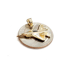 Load image into Gallery viewer, 14k yellow Gold solid 3D F22 Raptor jet pendant charm gift fine jewelry 2.5g
