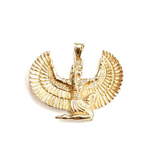 Load image into Gallery viewer, 14k yellow solid Gold Egyptian isis winged goddess Pendant fine jewelry 11.2g