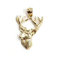 Load image into Gallery viewer, 14k yellow Gold deer buck male head Hunting Pendant charm gift jewelry 2g
